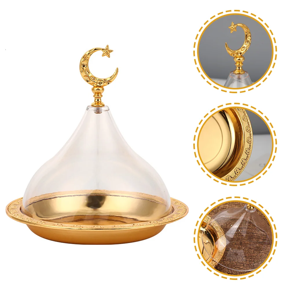 

1 Set Zinc Alloy Cake Plate Snack Holder Cake Storage Plate with Acrylic Cover