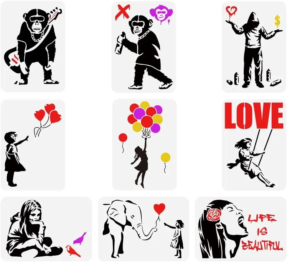 

Trafarety Banksy 9 шт