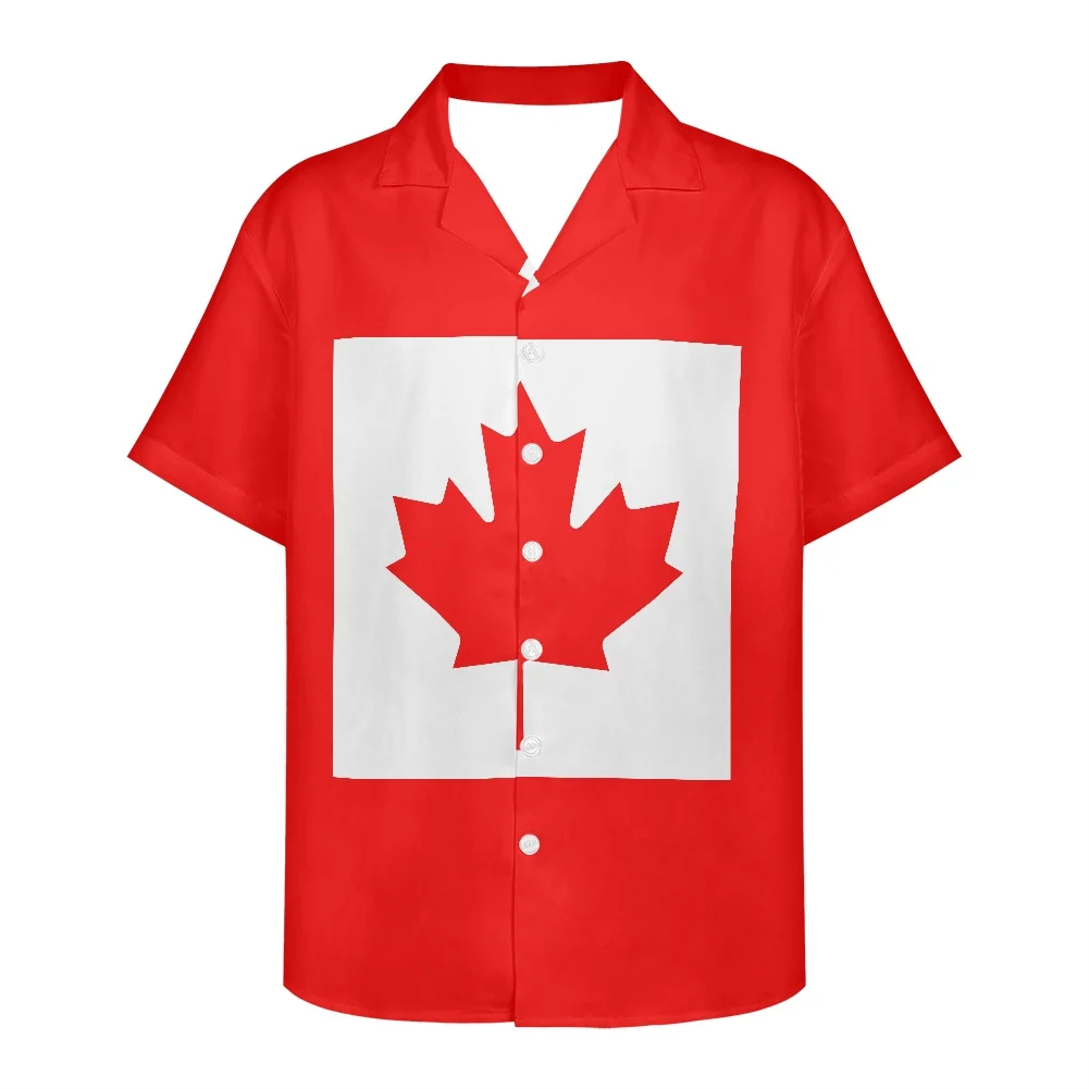 

Canada Flag Design Pattern Summer Vintage Fashion Casual Short Sleeve Hawaii Shirts For Men Camisa Masculina Holiday Party NEW