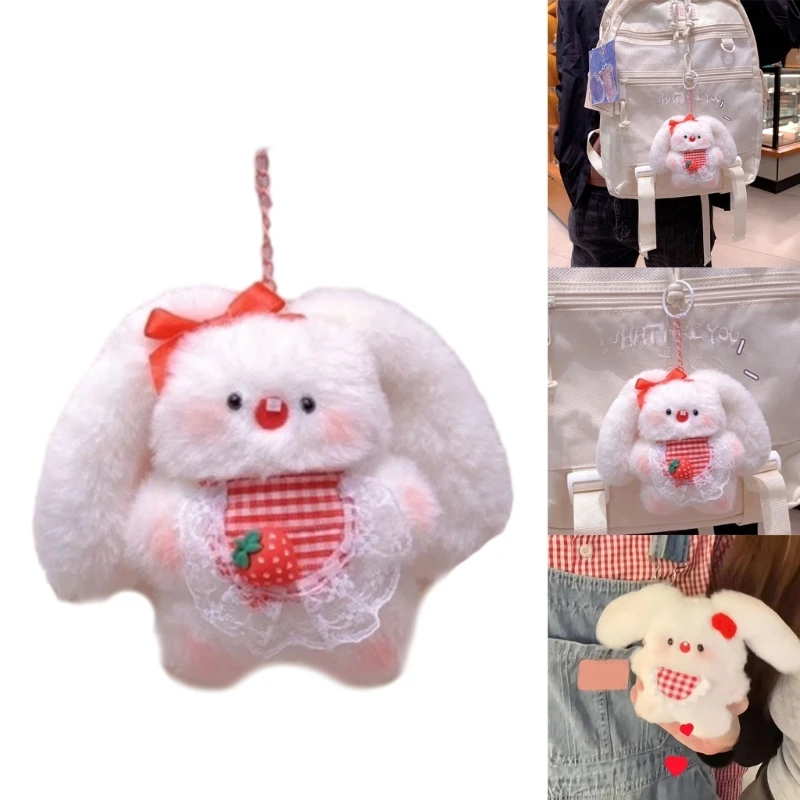

HUYU мини-рюкзак с кроликом, плюшевая подвеска, мультяшный пушистый кролик, брелок, сумка, украшение, милые аксессуары, подарок