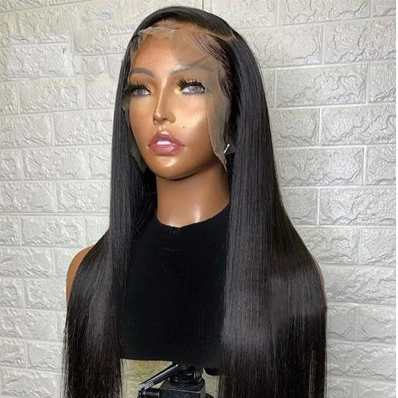 26Inch 180%Density Long Silky Straight Natural Hairline Free Part Lace Front Wig For Black Women With Baby Hair Heat Resistant