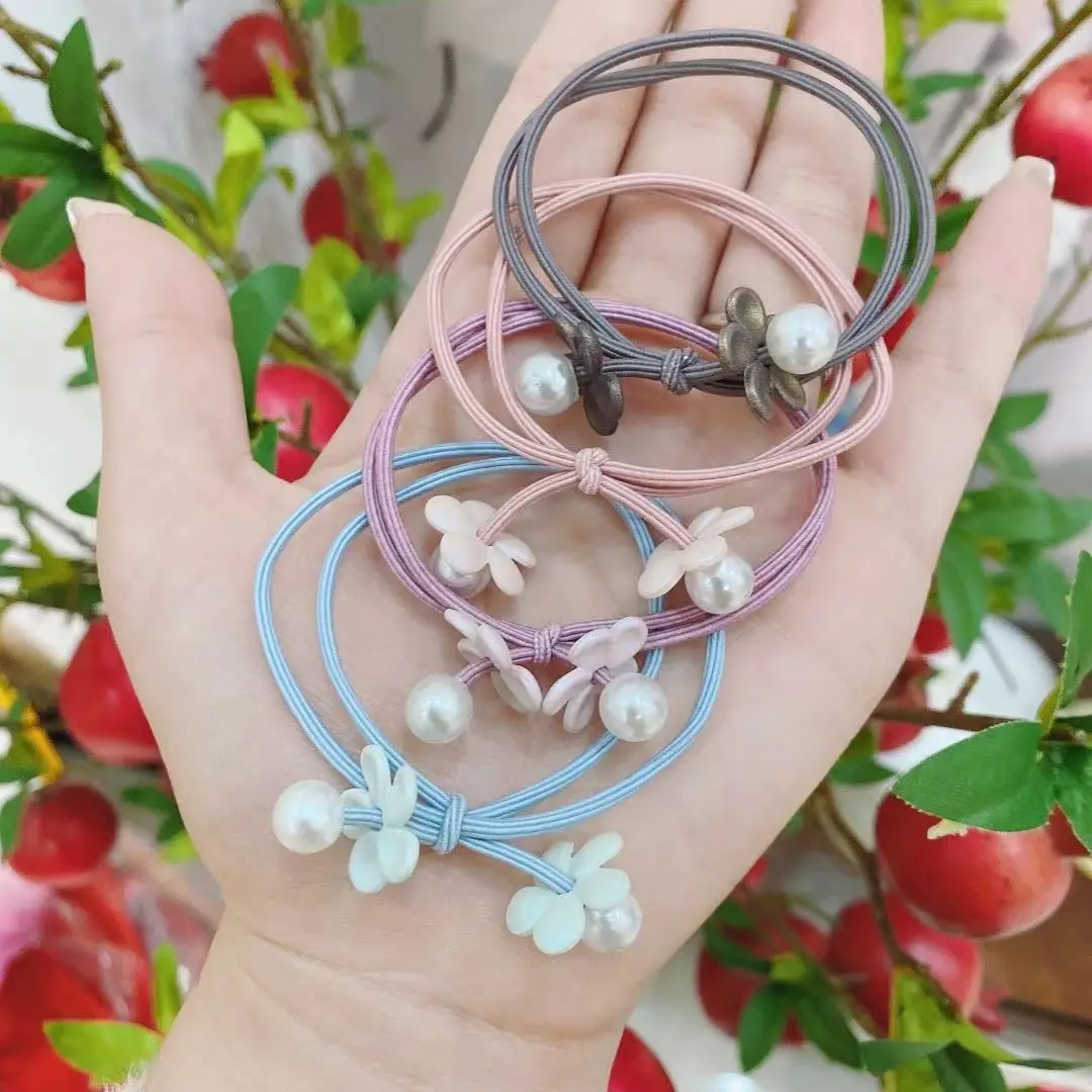 

Random Color Gift Women Girl Concise 4 in 1 Hair Ring Hair Tie Rope High Elastic