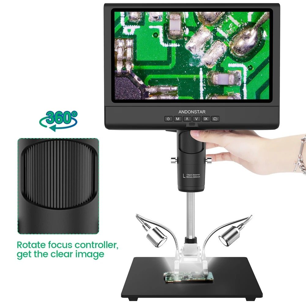Andonstar AD209 10 inch Digital Microscope 1080P adjustable LCD display Microscope for soldering Microscope Phone watch Repair