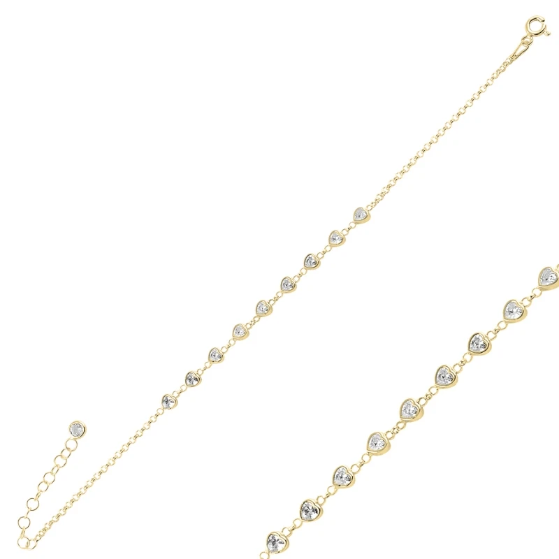 

Silver 925 Sterling Heart Zircon Stone Do Chain