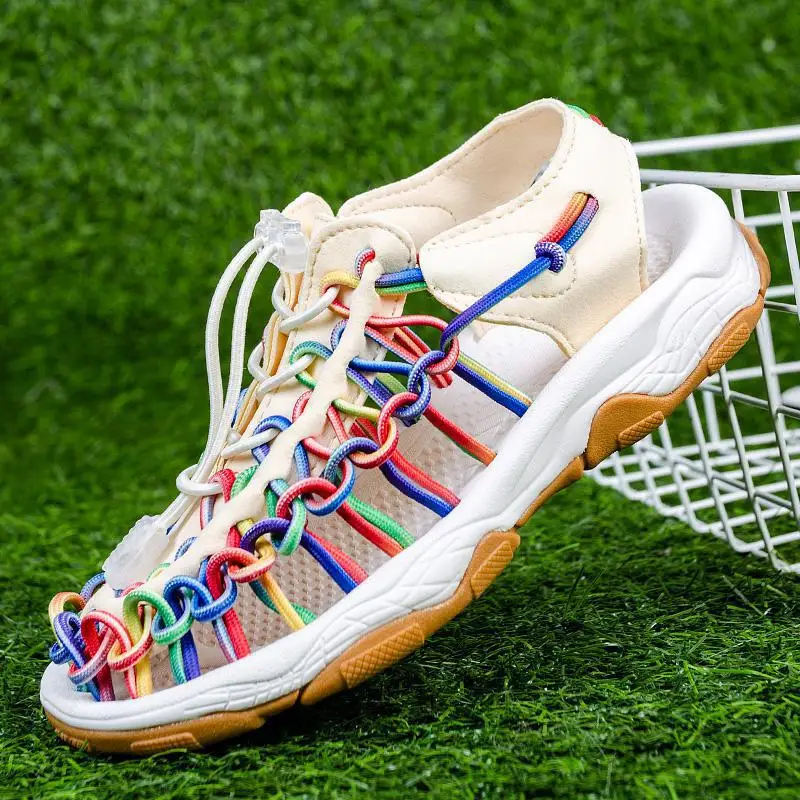 

Hot sale New Men's Roman Sandals Baotou Beach Shoes Large Size Outdoor Summer Casual Shoes Fashion women Vietnam Woven Sandals
