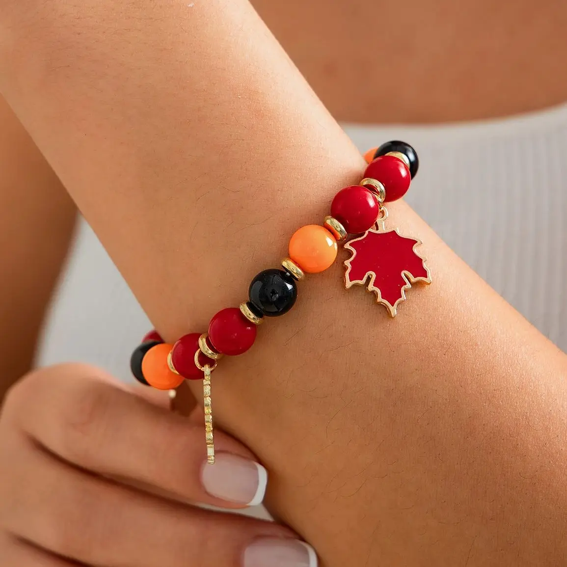 SHIXIN Ретро кленовый лист индейка тыквенный кулон браслет дама креативный цвет