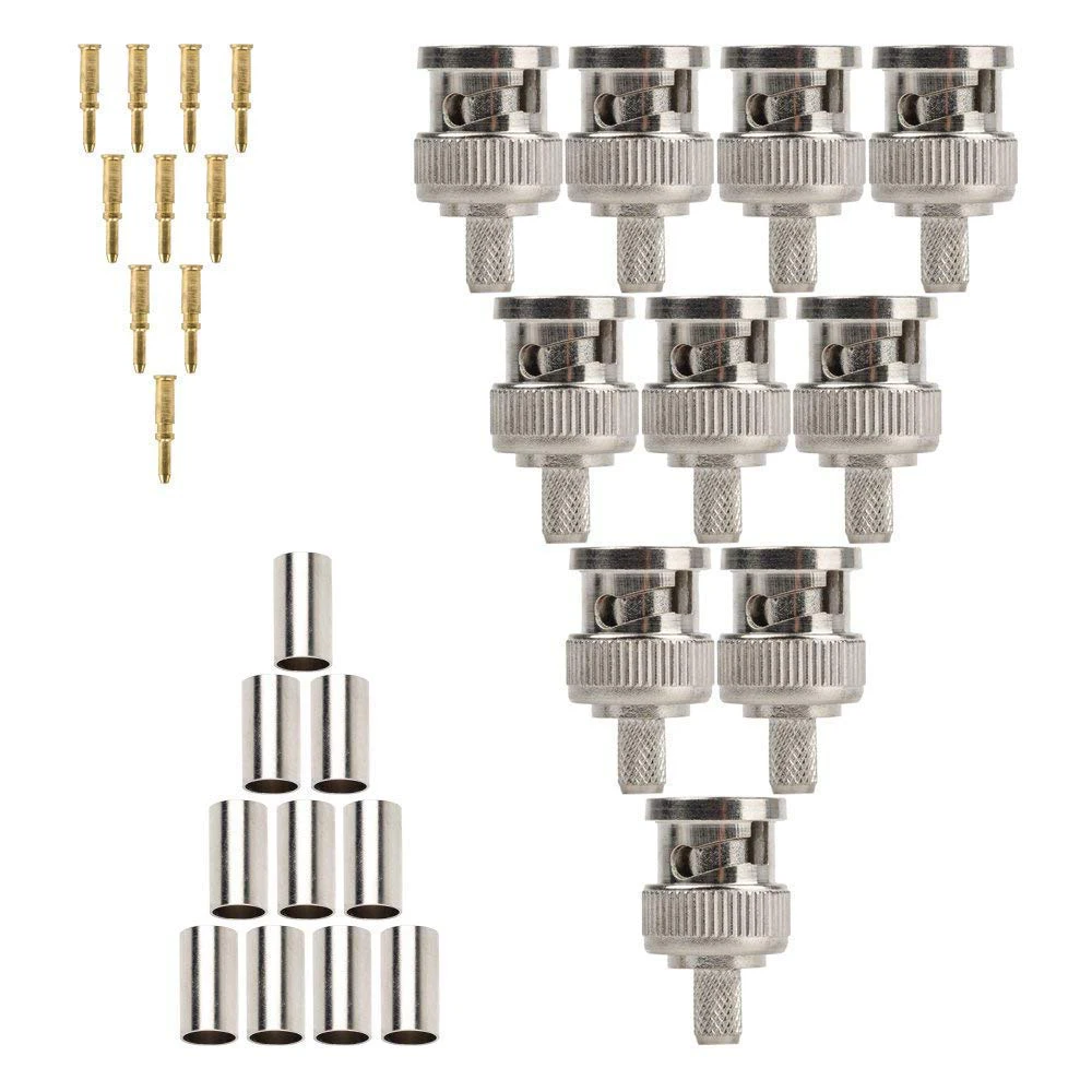 

PEGATAH 50 Ohm BNC Crimp Male Connector for RG58 Cable