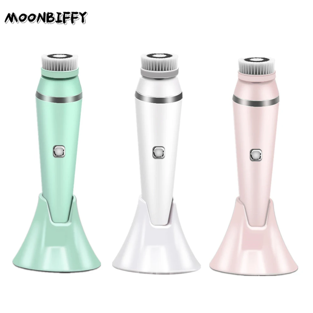 

4 In 1 Facial Cleansing Brush Rechargeable Electric Waterproof Spin Exfoliating Wash Face Scrub Cleaner Kit Skin Care Machine