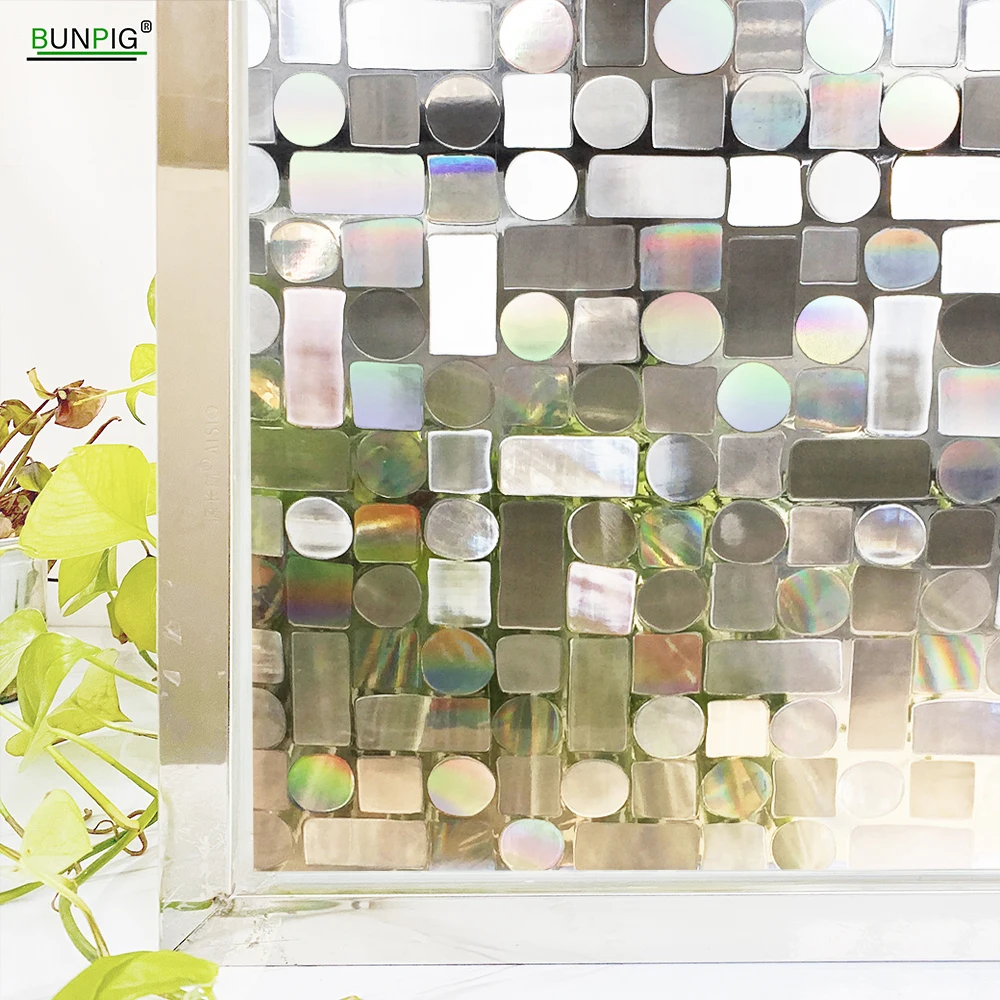 

Multi-size Rainbow Frosted Glass Window Film Privacy Stained Glass Vinyl Self Adhesive Film 3D Blackout Window Sticker For Home