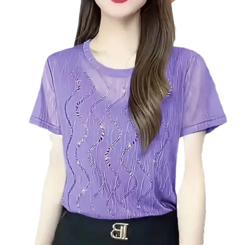 Кружевные топы с короткими рукавами женская модная утягивающая футболка лето 2023