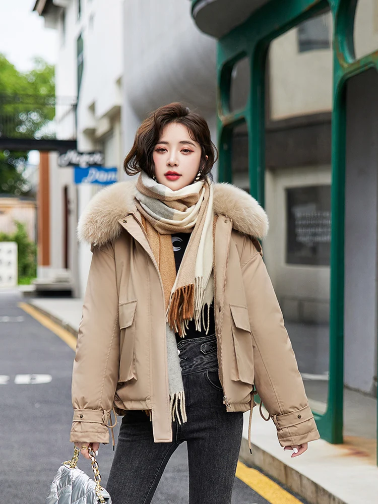 Winter Large Pocket Jacket Women 2022 Lamb Liner Hooded Parkas Mujer Loose Cotton Overcoat Casual Black Warm Winter Coat Female