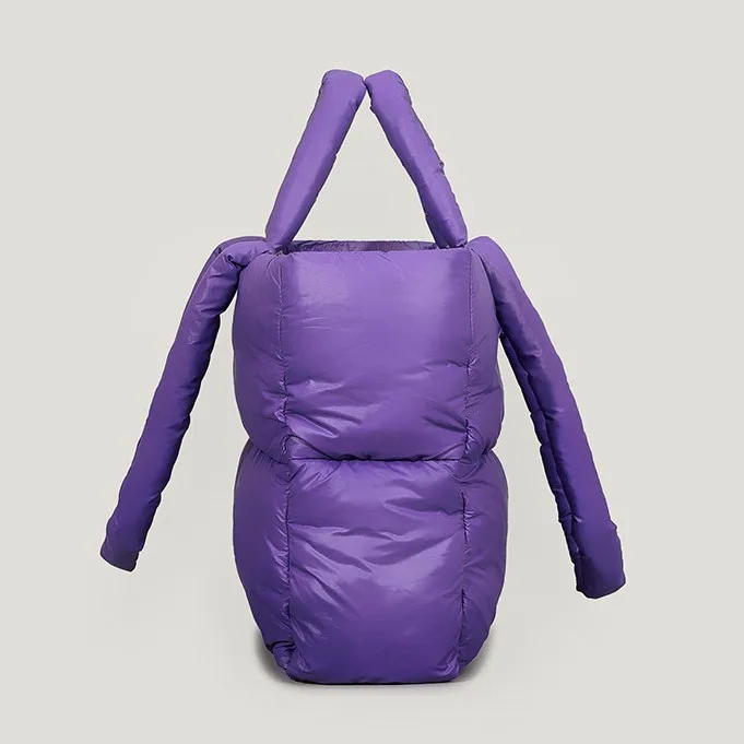 Women Down Tote Bag Lady's Large Capacity Nylon Filled Cotton Handbag 2023 New Fashion One Shoulder Crossbody Bags Luxury Design