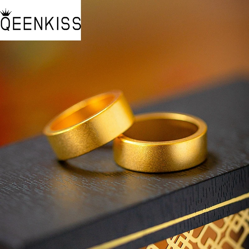 

QEENKISS 24KT Gold Firm Love Ring For Women Men Lovers Couple Jewelry Wholesale Wedding Bride Groom Girl Boyfriend Gift RG5179