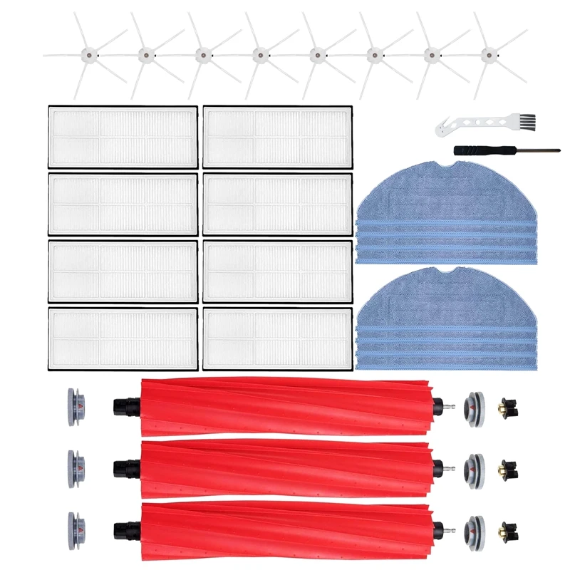 

Запчасти для пылесоса Xiaomi Roborock S7 T7S T7S Plus, основная и боковая щетки, фильтр НЕРА, насадка на швабру, 29 шт.