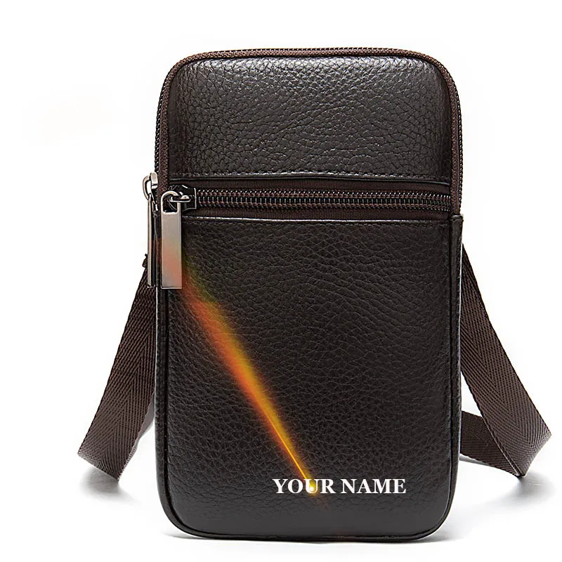 

Mini Men's Shoulder Bags for Men Genuine leather Bag Men Crossbody Bags Small Phone Bag Belt Black Waist Belt Pouch 8891