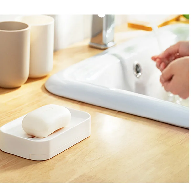 

1PC No drilling soap dish holder wall mounted soap sponge holder for kitchen soap holder bathroom organizer White soap holder