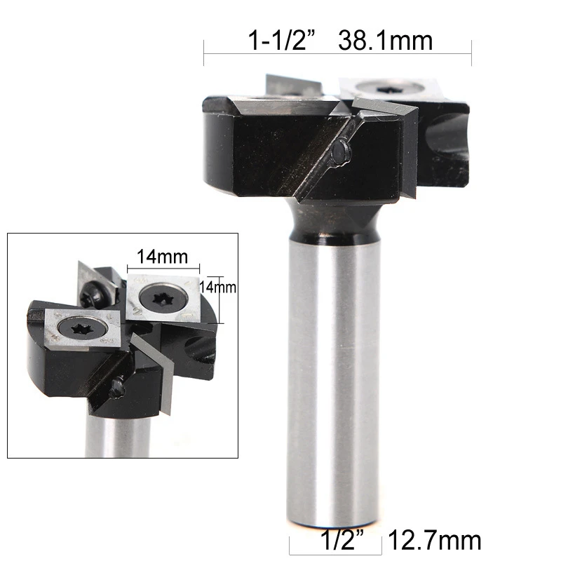 

4 Cutters 12mm Shank Bit Slab Planing Bit Wood Detachable Cutter Head Spoil Board Surfacing Router Bits Woodworking Grooving Too
