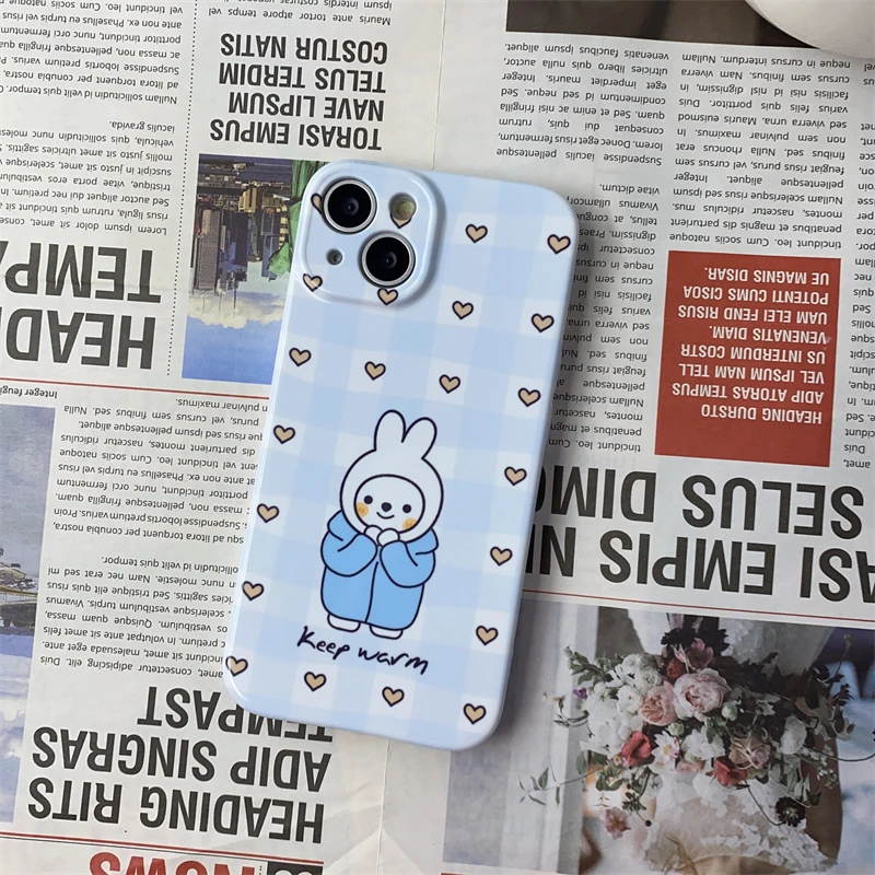 

Smile Rabbit Keep Warm Tpu for iPhone case14 13 12 11 Mini Plus Pro Max Magnetic Magsafe Shockproof Cute Full Edging Prevention