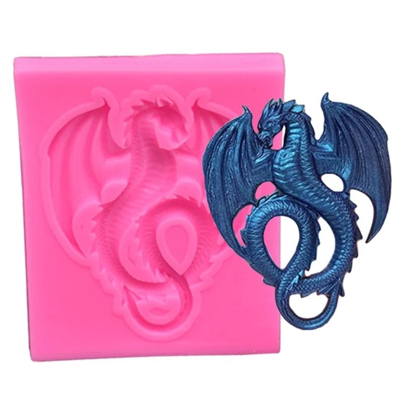 

3D Flying Dragon Fondant Molds Animal Fiery Dragon Slicone Molds for Cake Decorating Tools Pastry Kitchen Baking Accessories