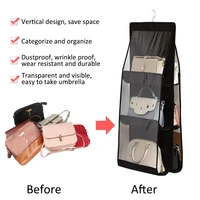 20226 pocket foldable hanging bag 3 layers folding shelf bag purse handbag organizer sundry pocket hanger storage closet bag