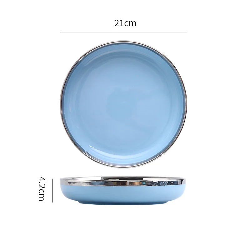 Современные наборы керамических тарелок креативное посеребренное блюдо для