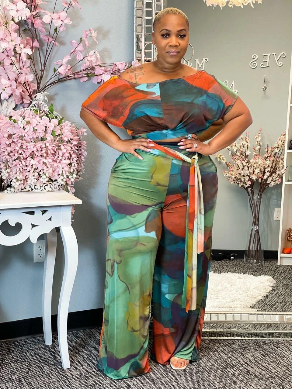 

Cutubly Crop Tops And Pants Wide Leg Fashion Summer Suits 2 Pieces Sets Elegant Clubewear New Women's Casual Suit Clothing Sexy