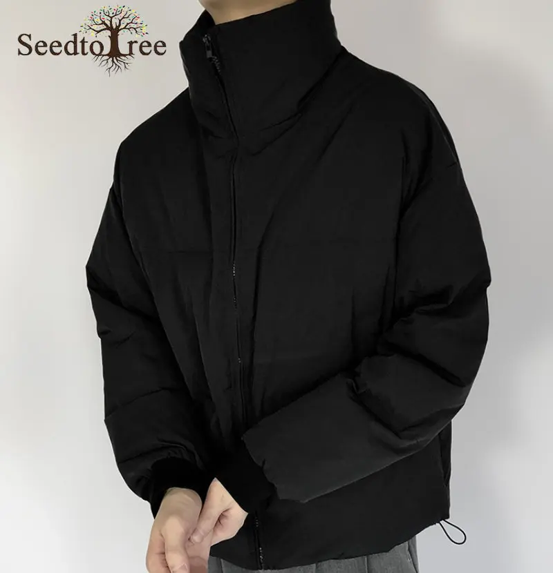 Winter Casual Men's Parkas Solid Color Turndown Collar Long Sleeve Zippers Thick Coat