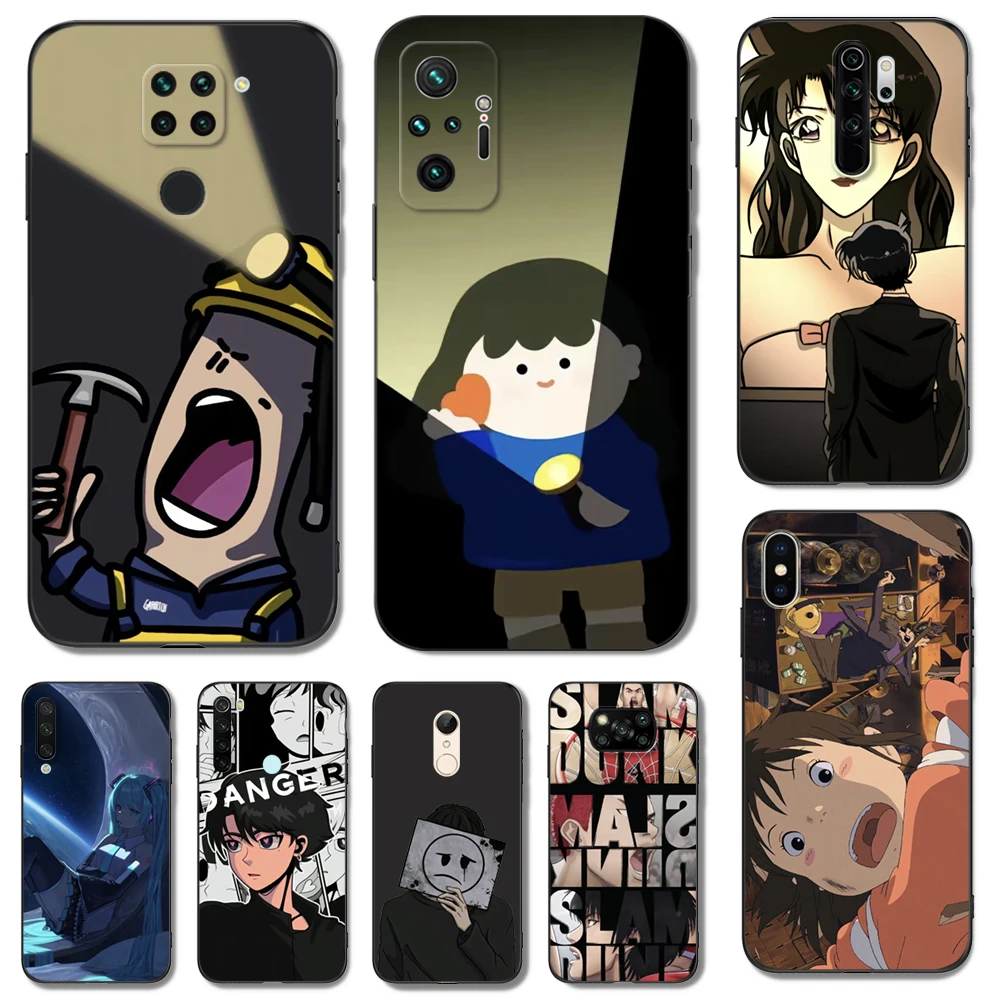 

Black tpu Case For Xiaomi Redmi 5 5plus 6 6a 7 7a 8 8a back cover Japanese anime