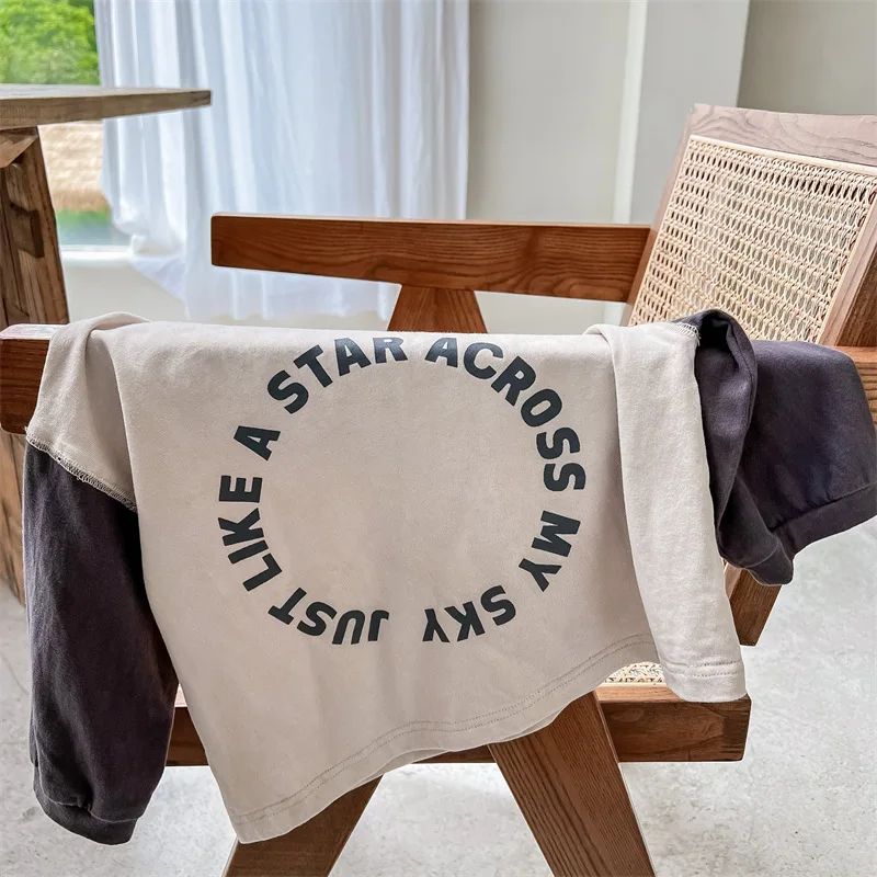 2022 Autumn New Children Long Sleeve T Shirt Fashion Letter Print Girls T Shirts Loose Kids Casual Tops Cotton Baby Boys T Shirt