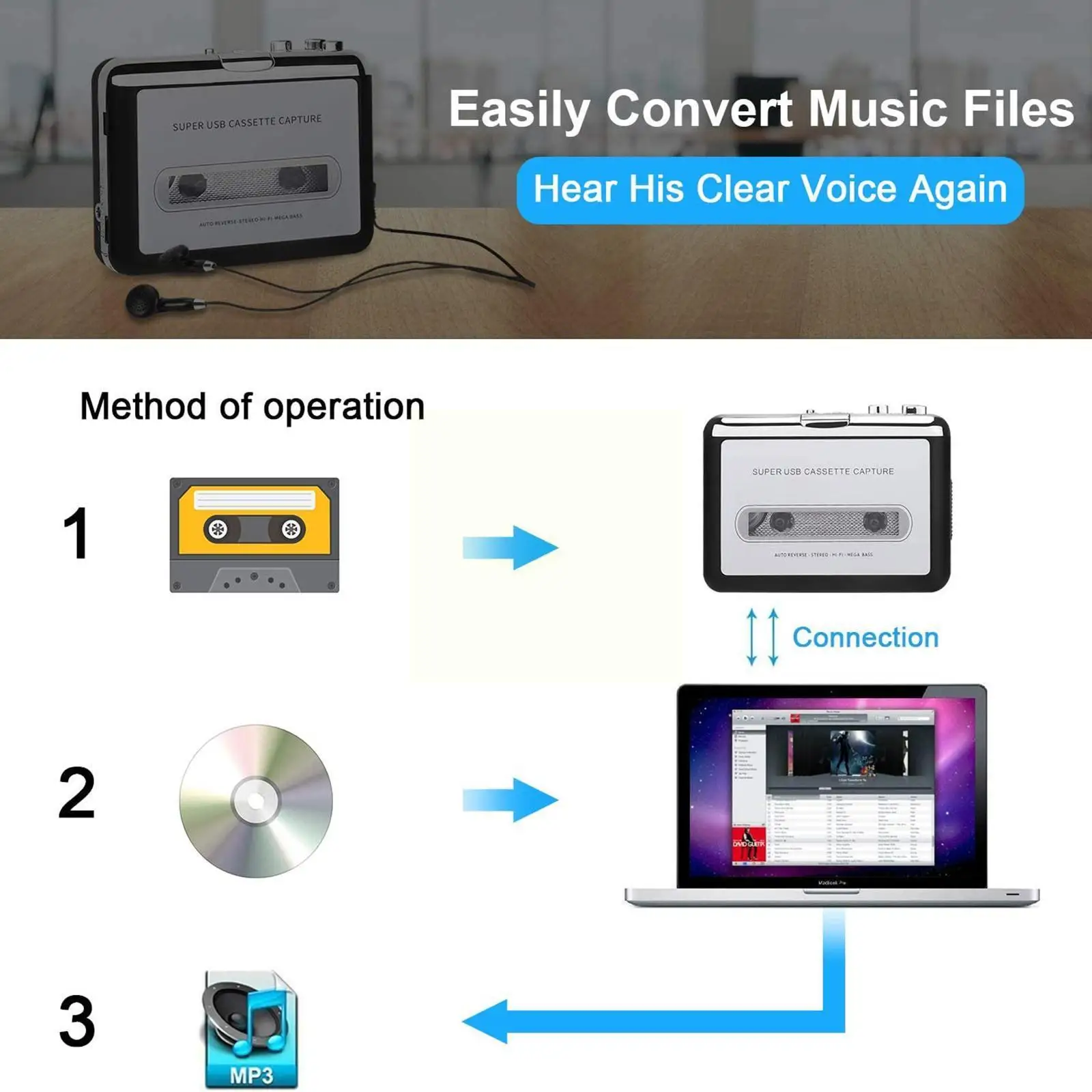 

Usb Cassette Capture Radio Player Portable Usb Cassette Player Audio Converter Capture Cassette To Tape Mp3 Music Tape Reco H8p6