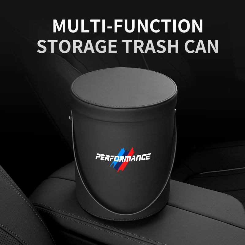 

Leather Car Storage Bucket Store Organizer Box Auto Trash Bin Can Universal Interior Accessories For BWM All Series 3 5 F10 G30