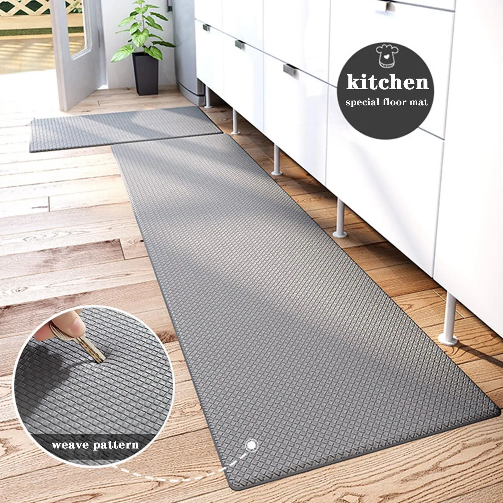 

Long Kitchen Mat PU Leather Floor Mats Waterproof Oil Proof Non-slip PVC Carpet Home Balcony Corridor Decor Entrance Doormat