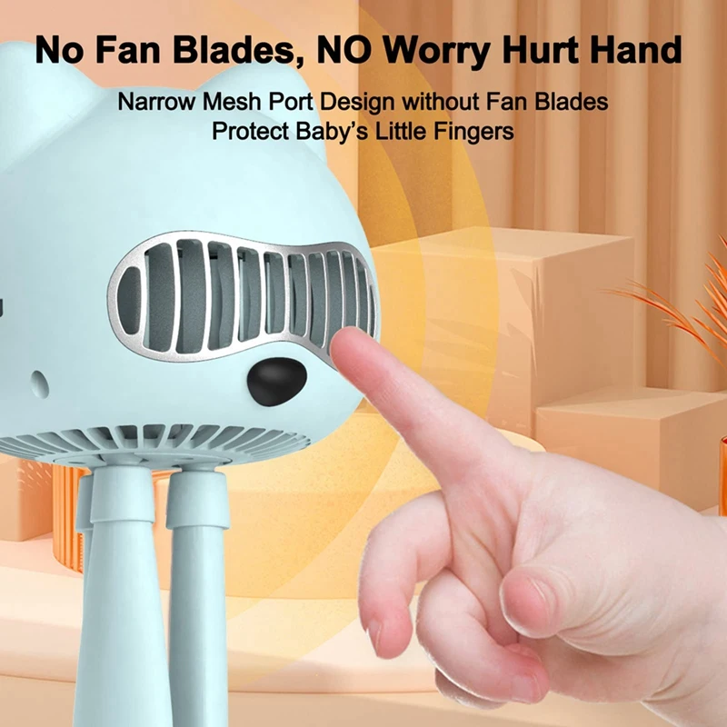 Ручной беслопастный вентилятор для коляски Маленький Персональный портативный
