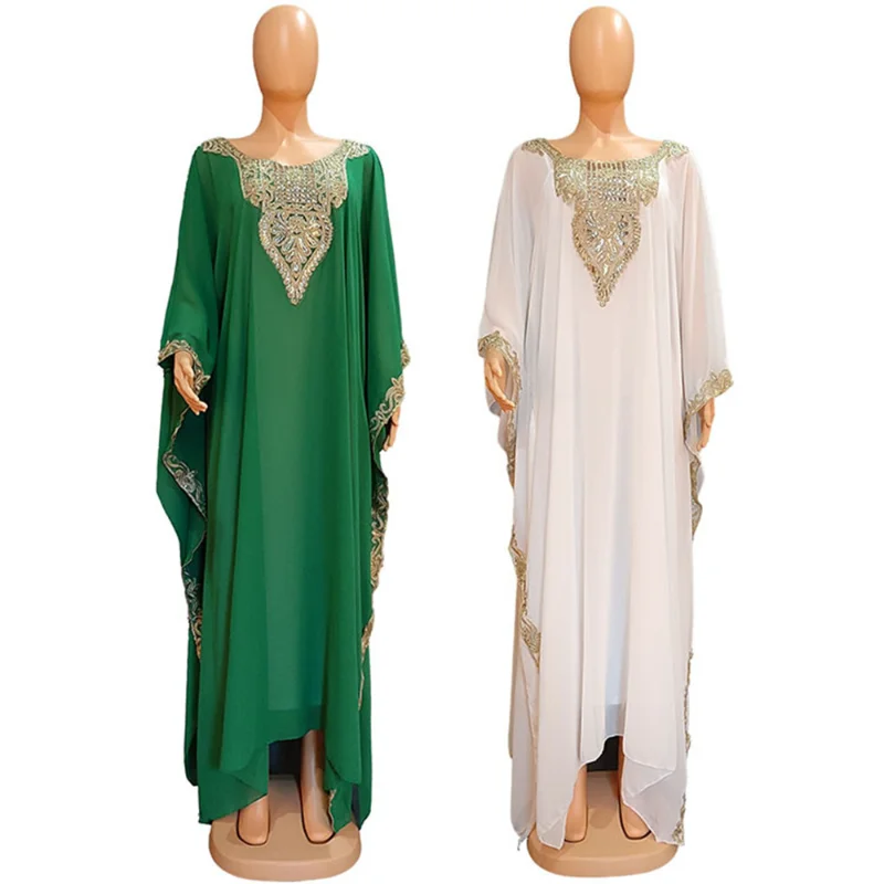 Ramadan Muslim Kaftan Abaya Dress Women Dubai Elegant Gowns Outfits African Chiffon Maxi Dress Boubou Robe Djellaba Femme