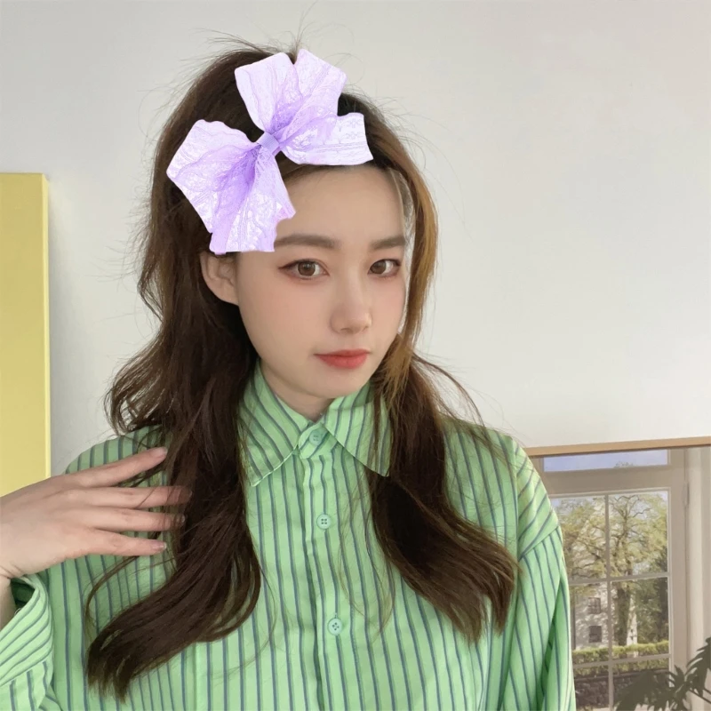 

Lovely Lace Hair Bands Photo Booth Props Lace Bow Headband Party Headpiece Large Bow Headband for Music Festivals Drop Shipping