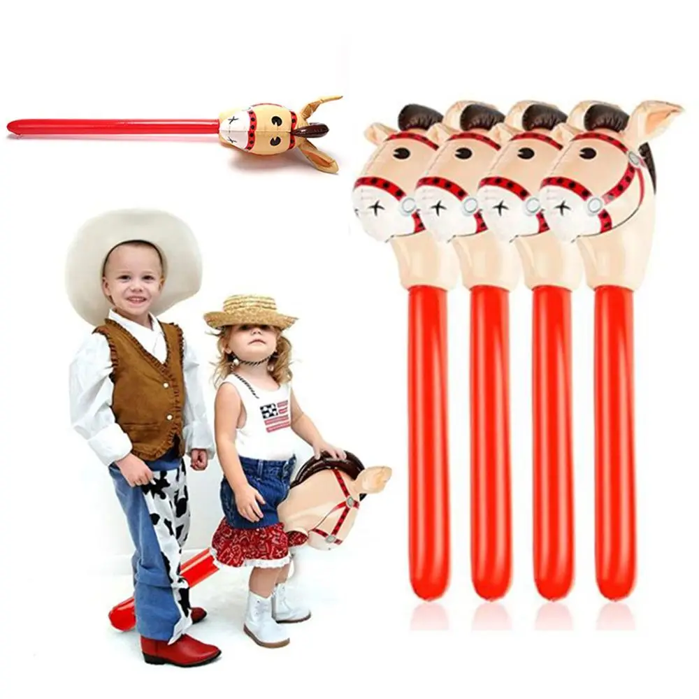 

Inflatable Horse Head Stick Ride-on Animal Toy For Kids Horse Riding Game Outdoor Playing Party Decor