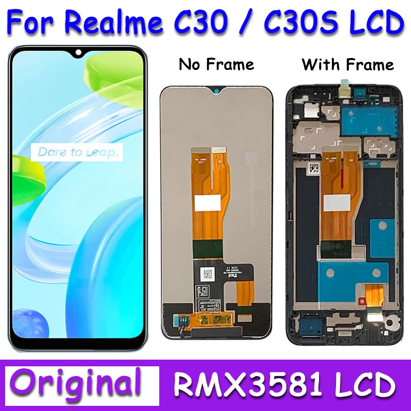 Оригинальный ЖК-дисплей 6 5 дюйма для OPPO Realme C30 RMX3581 сенсорный экран с рамкой C30s C30S