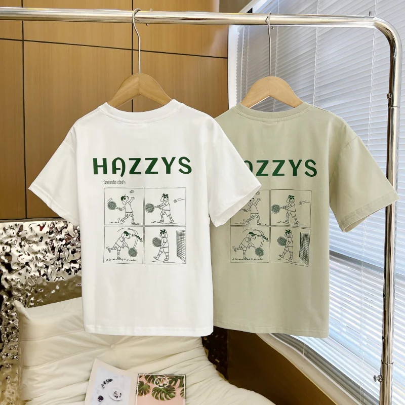 HAZZYS Children's Clothing Boys Short-sleeved T-shirt Summer Clothes 2023 New Casual Comfortable Short-sleeved Tops