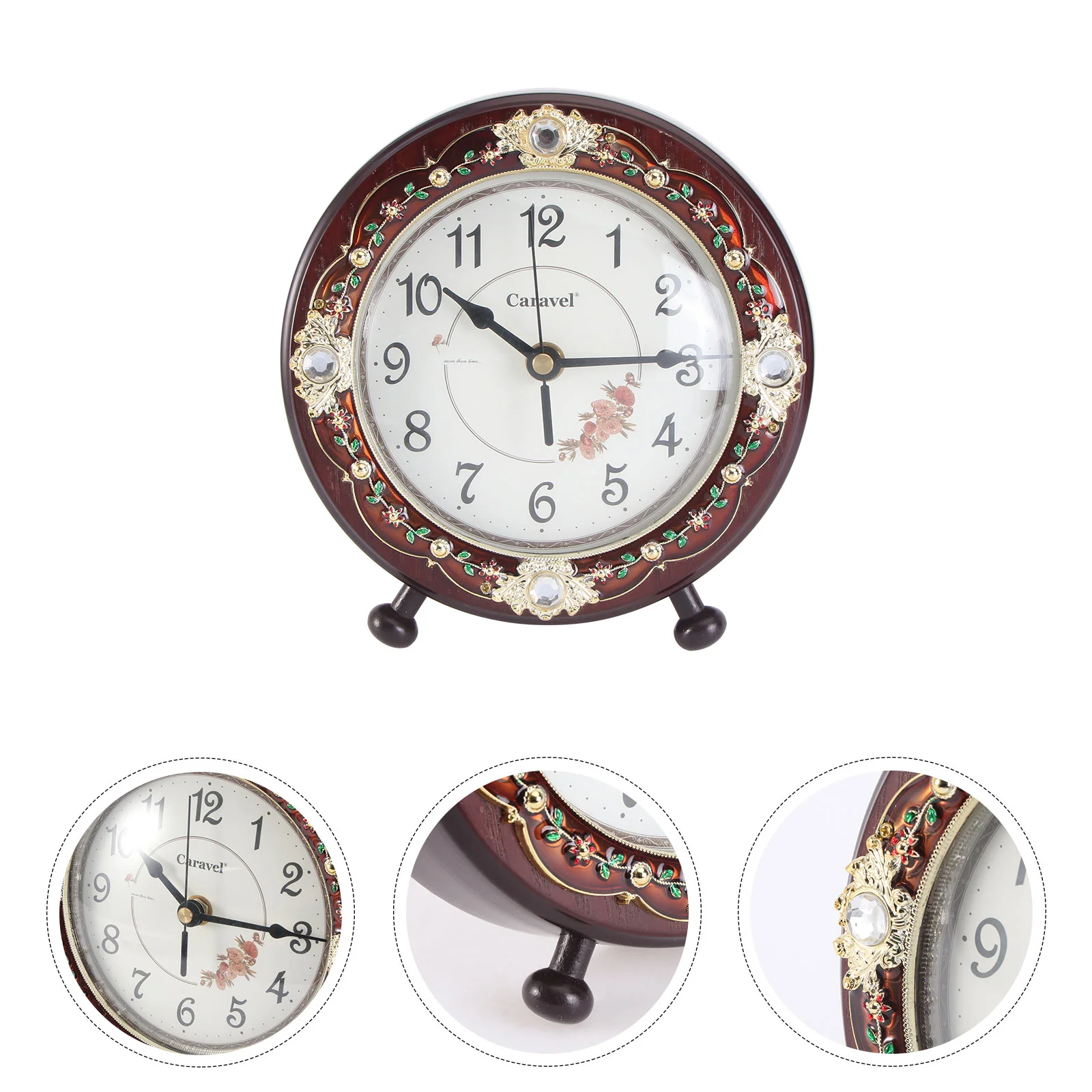

1Pc Creative Table Clock Vintage Clock Nightstand Decorative Clock Shelf Wooden Clock Retro Alarm Clock Mantel Clock Ornament