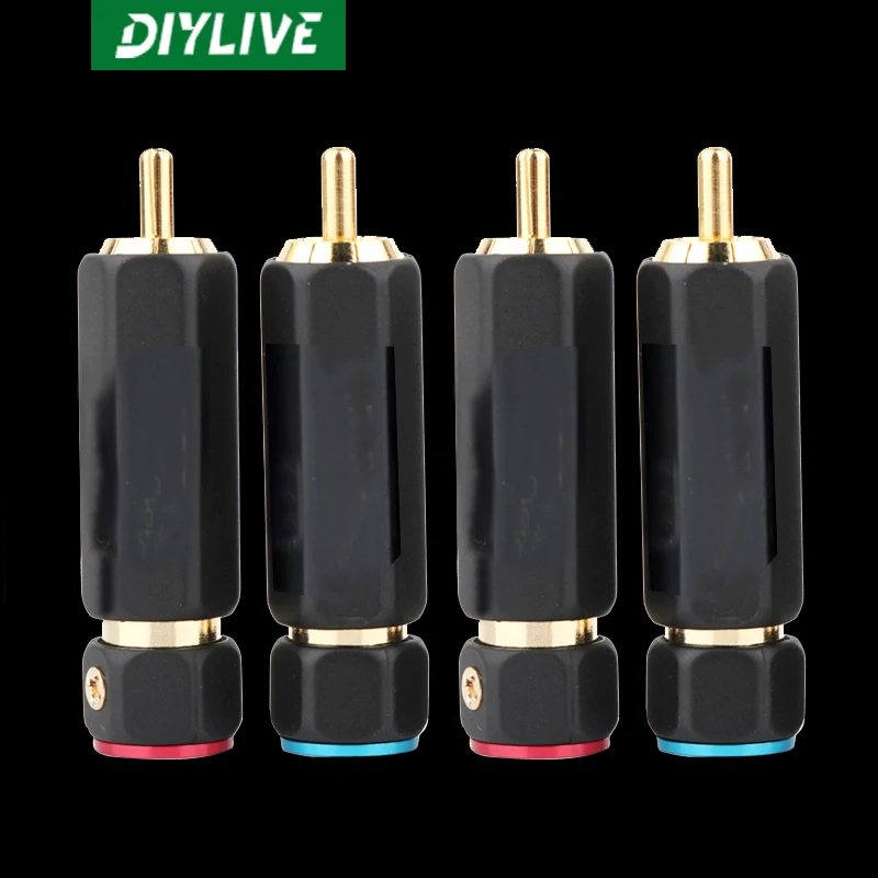 Разъем для кабеля звукового сигнала DIYLIVE, HiFi, из чистой меди, с золотым замком, без пайки, RCA Lotus