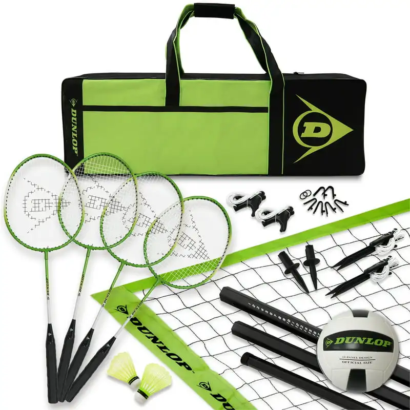 

Volleyball and Badminton Combo Lawn Game Set, Accessories Included, /Green