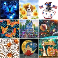 diy diamond painting scenery butterfly dog house rhinestone kit planet moon girl picture mosaic embroidery home decor art gift