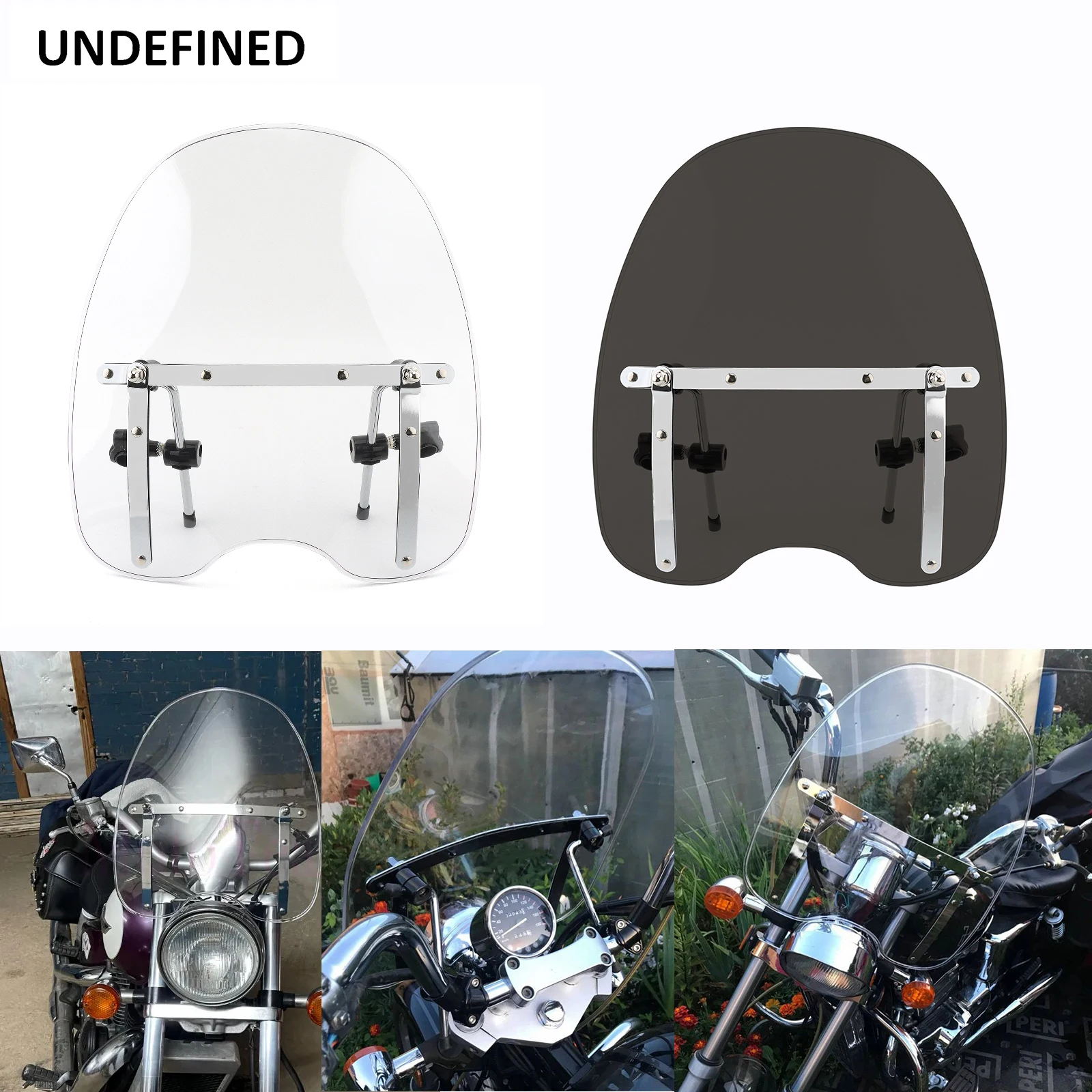 

Motorcycle Universal Windshield Large Windscreen Fit For Harley Honda Yamaha Suzuki Cruiser Motorcycle Accessories Clear/Smoke