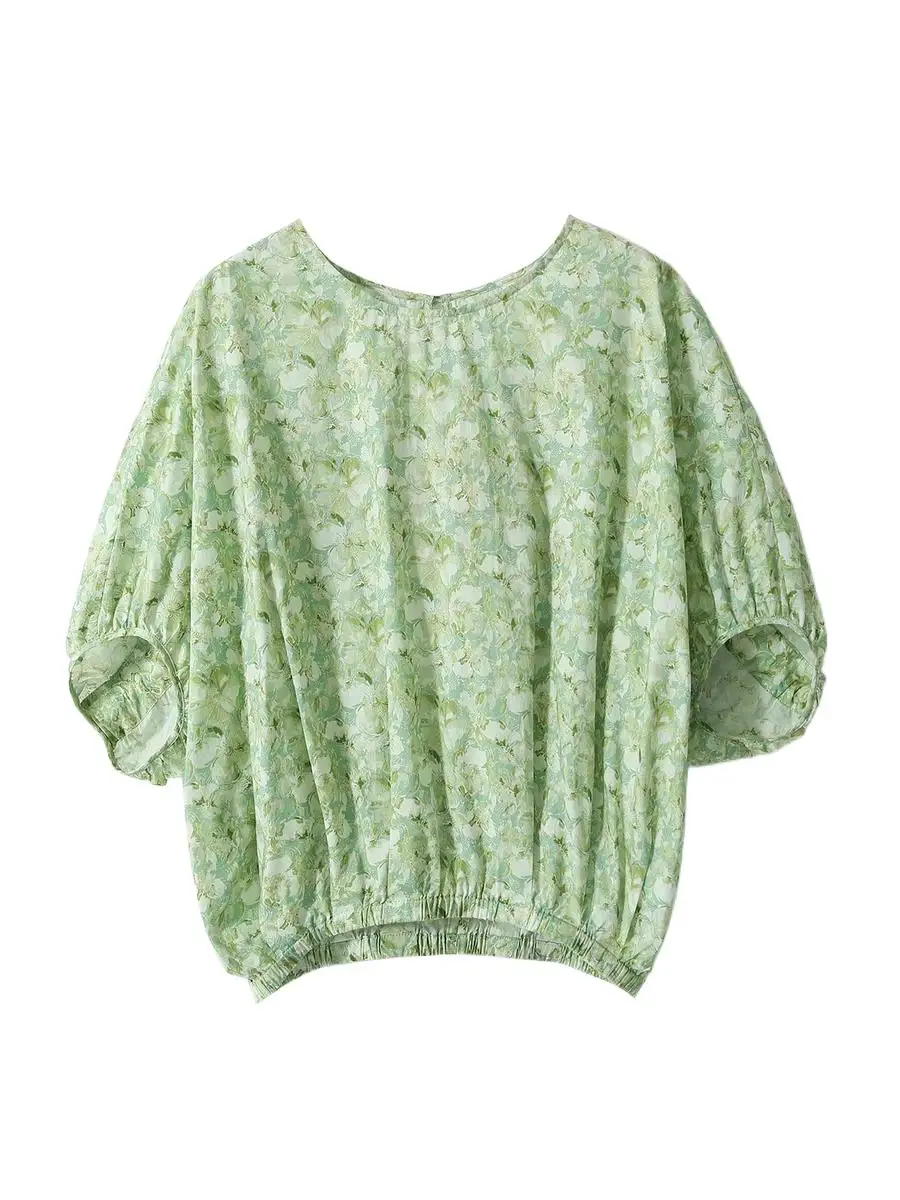 

2023 Women's Clothing Pure cotton bat sleeve blouse 0806