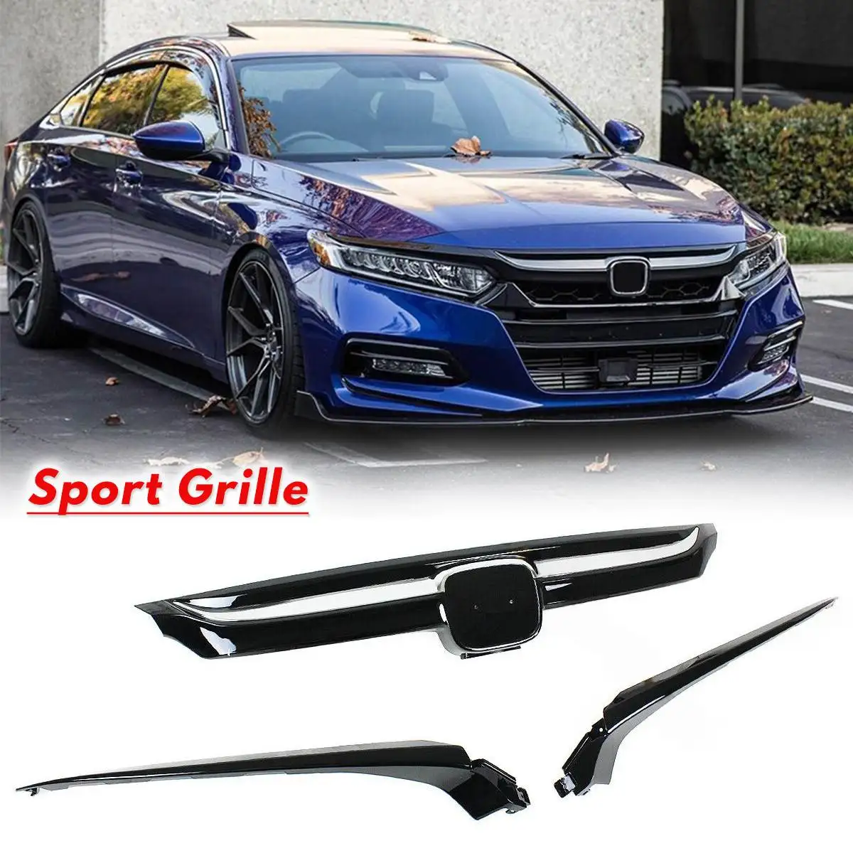 

Sport Style Car Front Bumper Grille Grill Replacement Base For Honda For Accord 10th 2018-2019 4 door Sedan Racing Grills