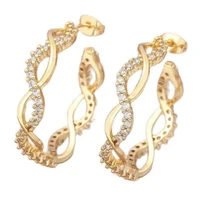 fashion geometric round womens stud earrings micro inlay zircon twist wedding party earrings girlfriend gift wholesale