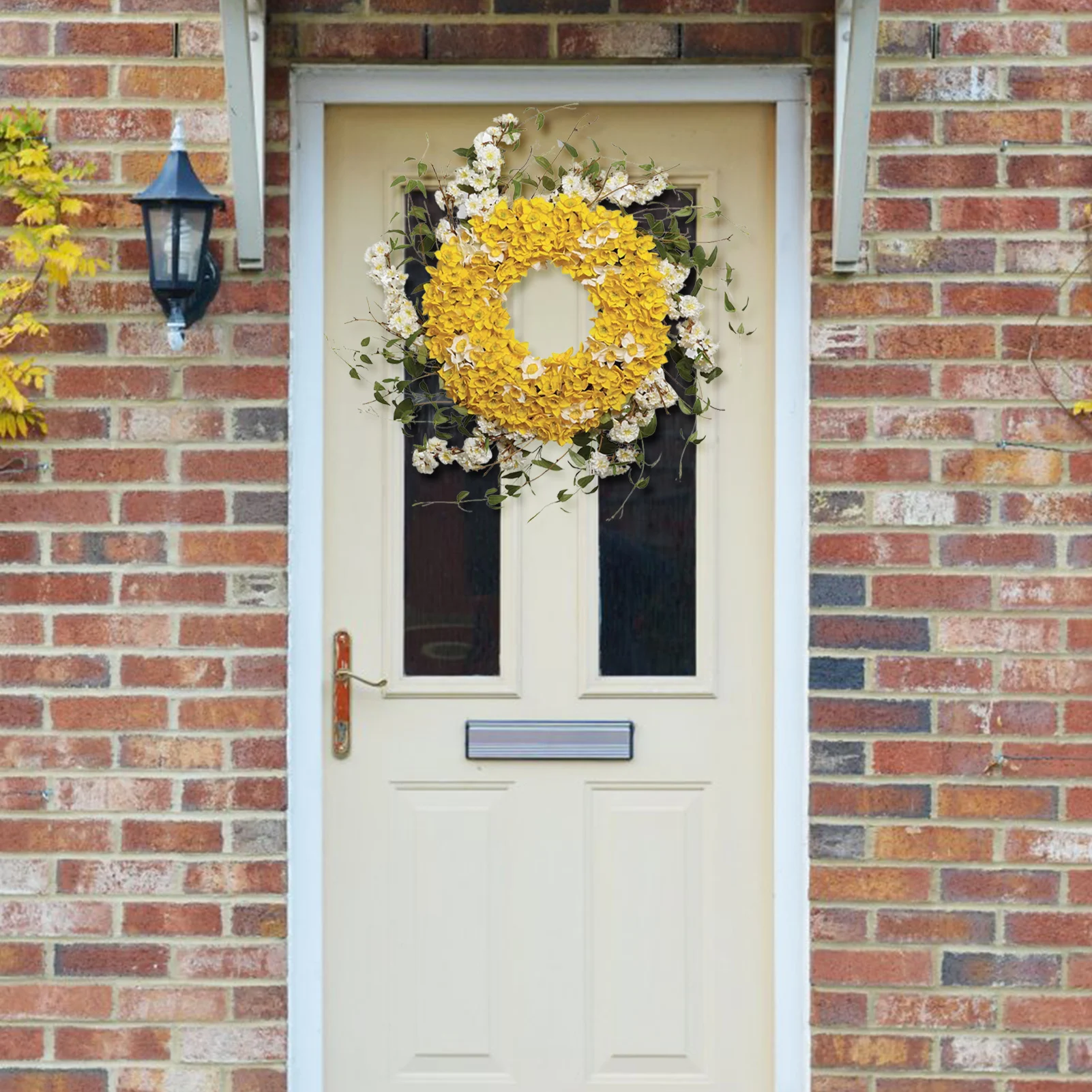 

Искусственные нарциссы Daffodil Lane, реалистичный венок на переднюю дверь дома, искусственный Нарцисс для крыльца, фермерский венок