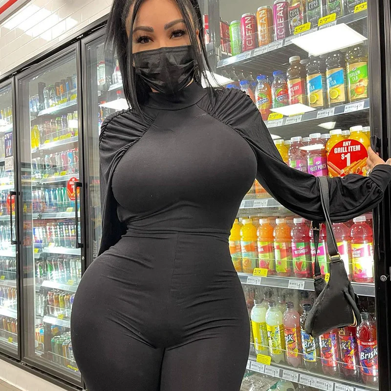 

Zoctuo Women Autumn Long Sleeve Bodycon Black Jumpsuit Overalls 2021 Fall Bulk Items Wholesale Lots Streetwear Dropshipping