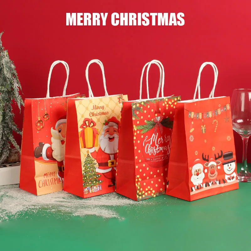 

Christmas Gifts Bags Santa Xmas Tree Candy Cookie Present Paper Bags For Christmas Holiday Decoration New Year Gift Packing