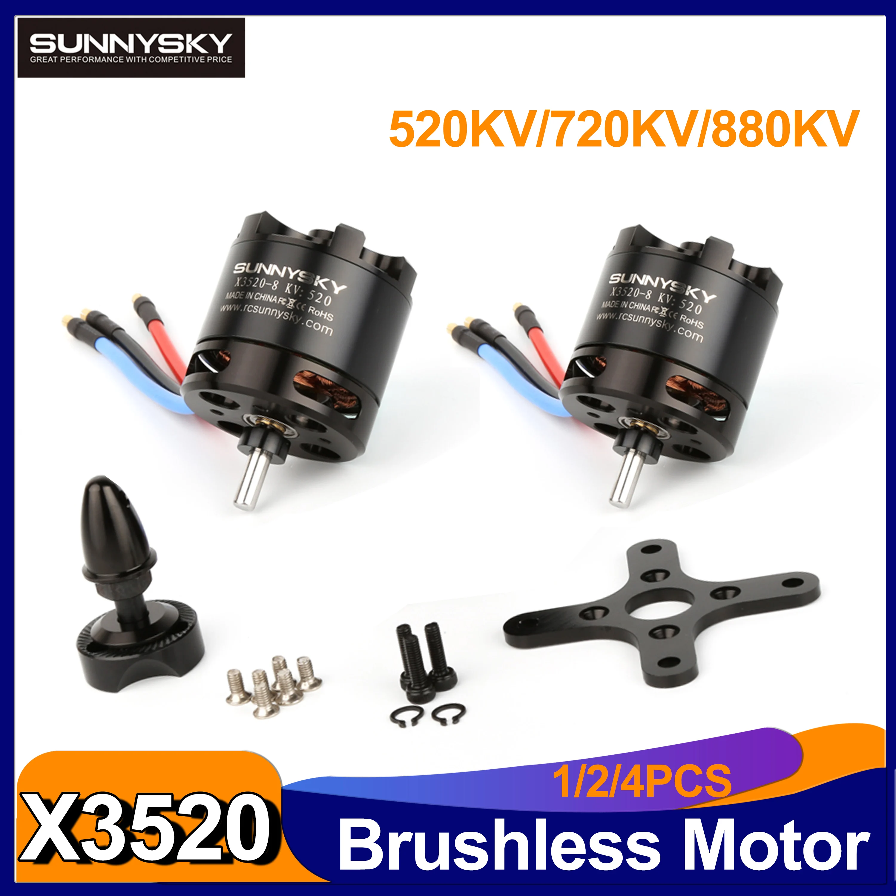 1/2/4 шт. SUNNYSKY X3520 3520 520KV 720KV 880KV Outrunner бесщеточный двигатель для радиоуправляемого самолета FPV квадрокоптера дрона модели самолетов